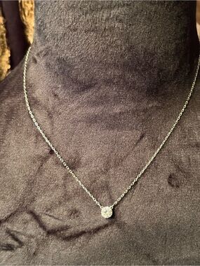 Swarovski Delicate Silver rSolitaire Pendant Necklace - Clear Stone